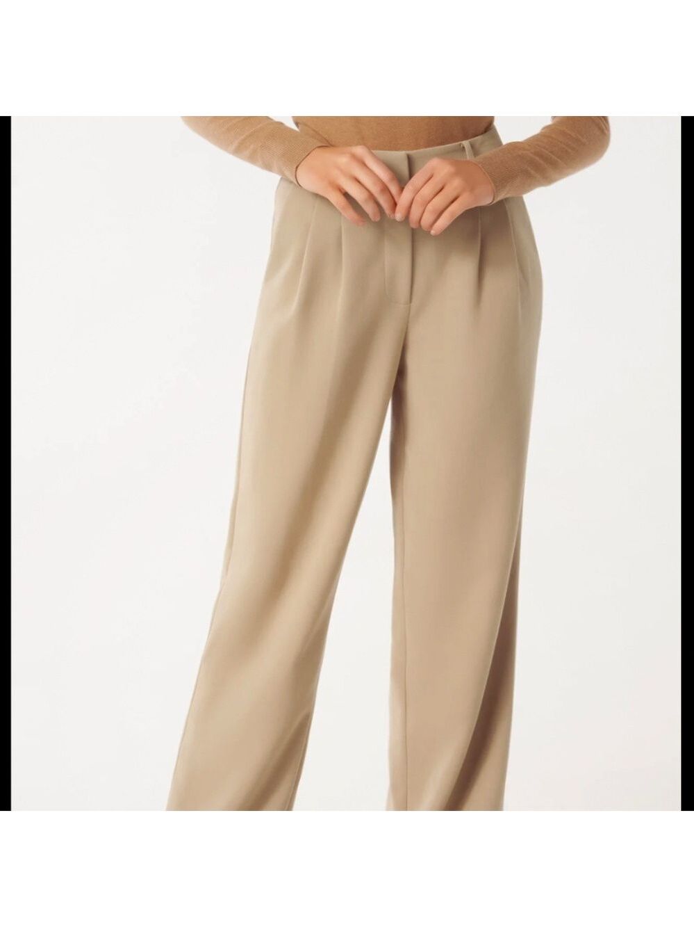 Ever New Melbourne Beige Wide Leg Trousers Pleated Size 10